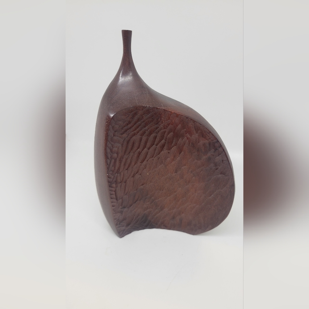 Vintage Carved Wooden Vase By Doug Ayers